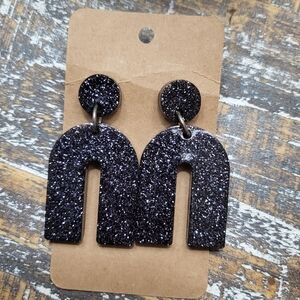 Glittery Black Acrylic Earrings